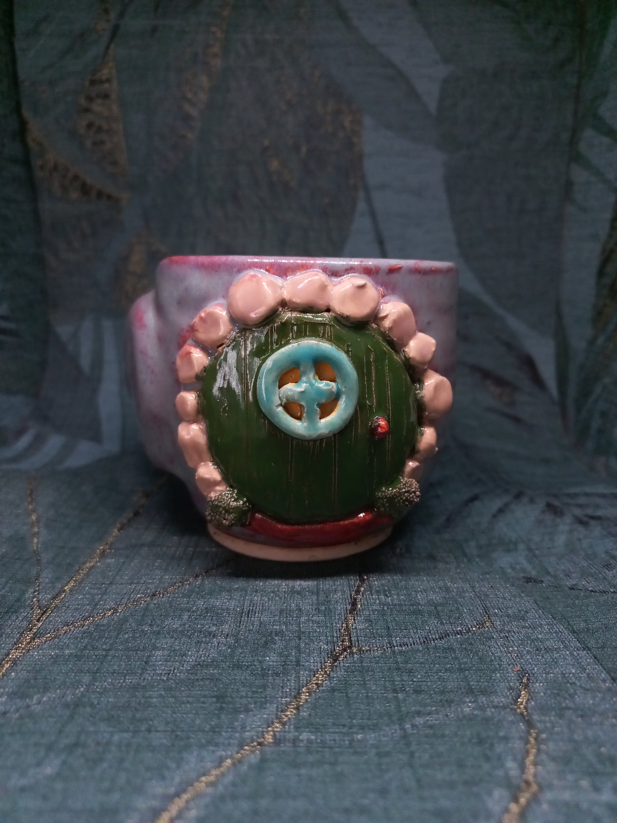 Handmade Ceramic Hobbit Door Cup – Bag End Design, Fantasy Gift
