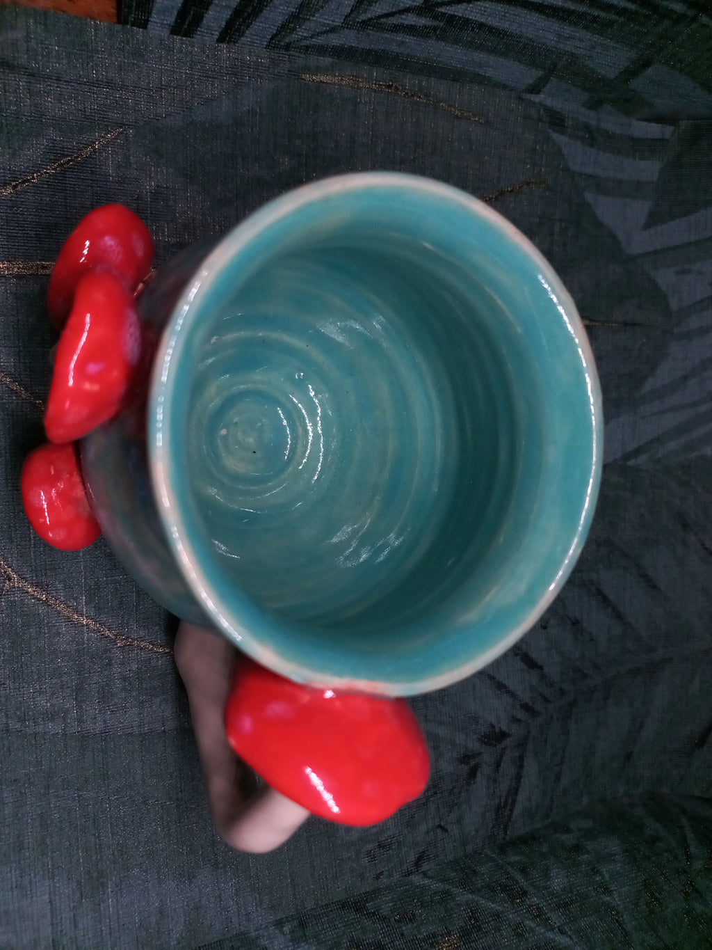Handmade Ceramic Mushroom Mug – Hand-Painted Red Mushrooms