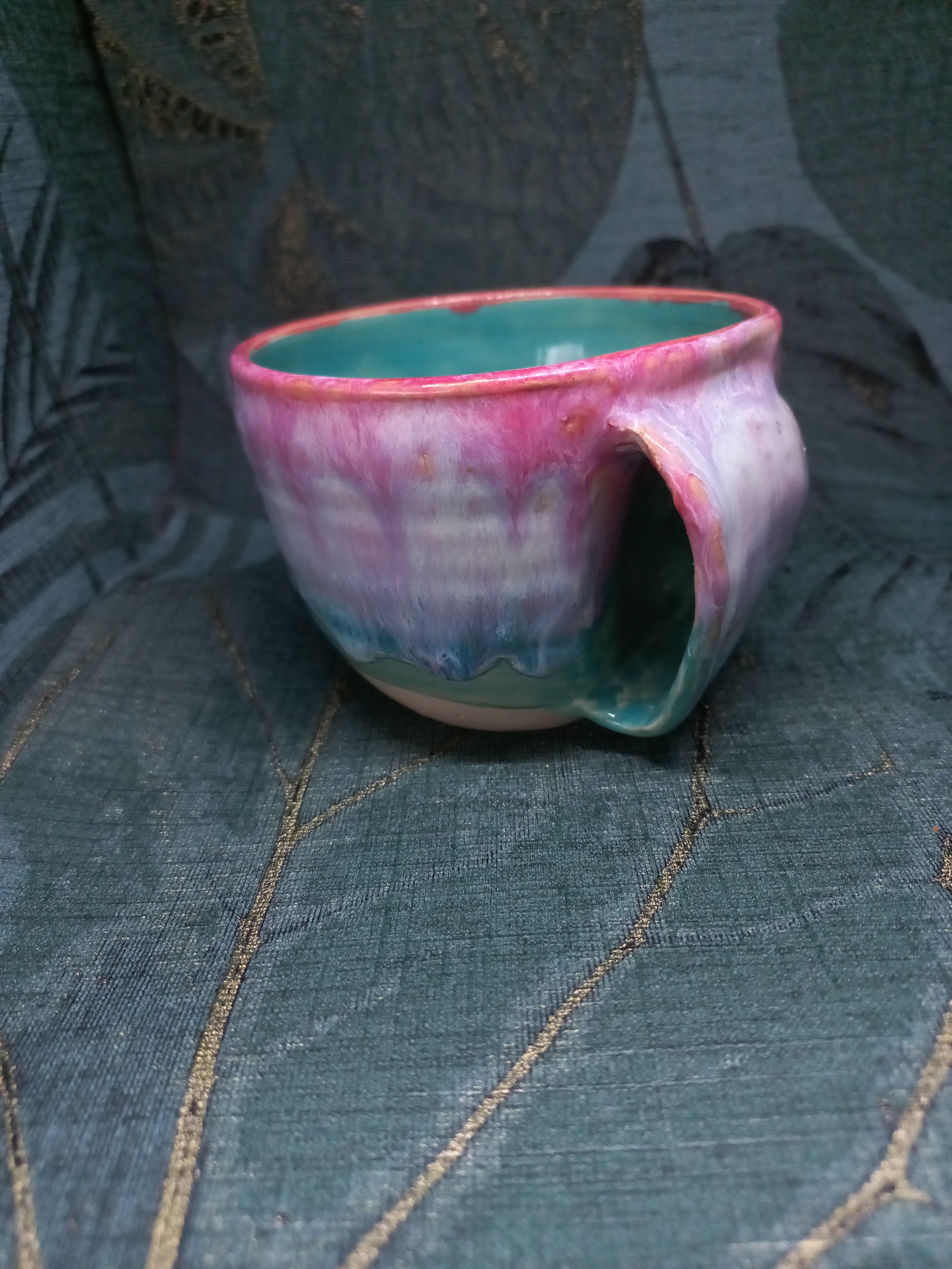Handmade Ceramic Dog Nose Cup – Finger Pocket Handle, Cosy Gift
