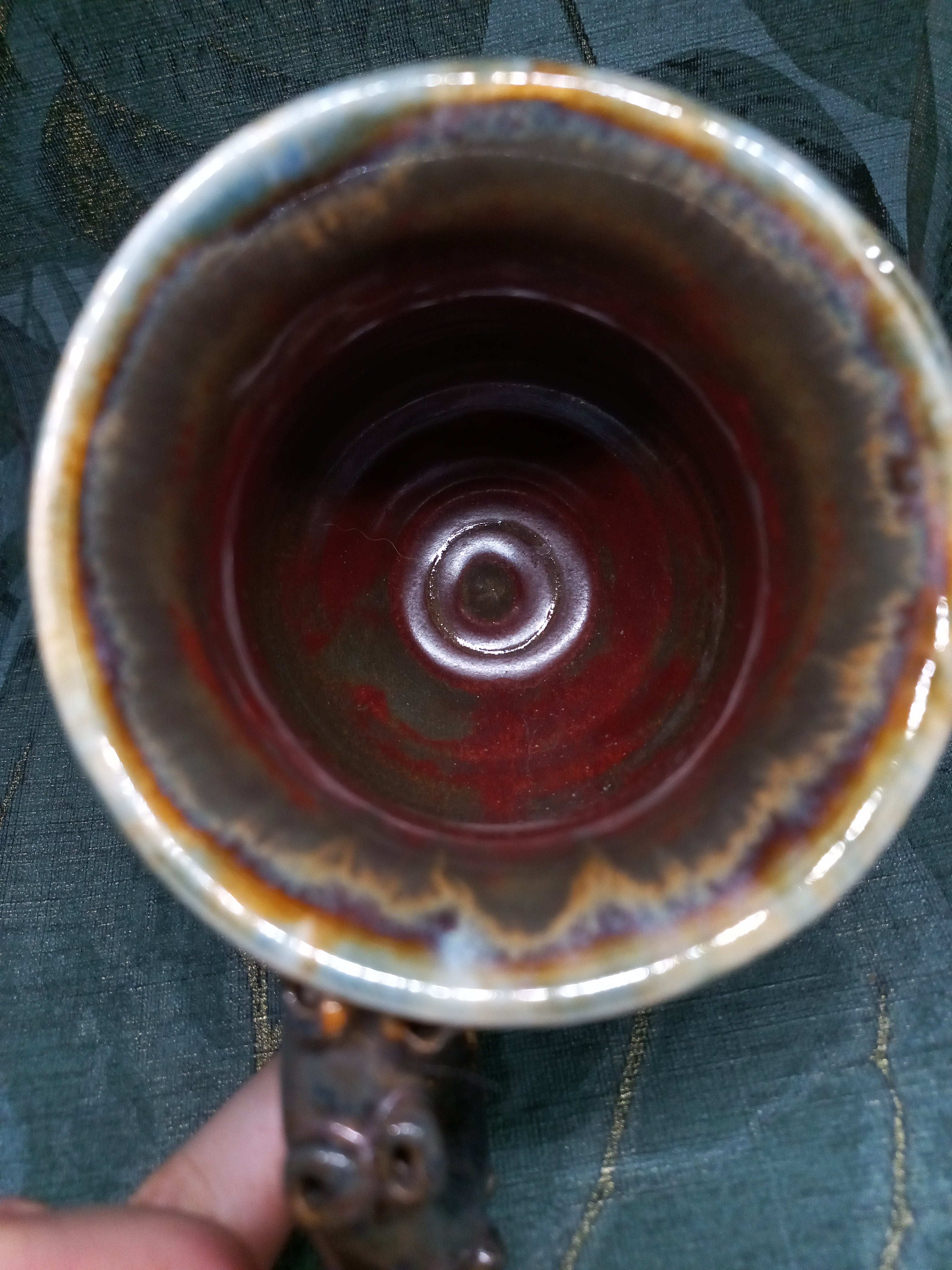 Handmade Ceramic Mug – Sculptural Tentacle Handle, Blue Glaze