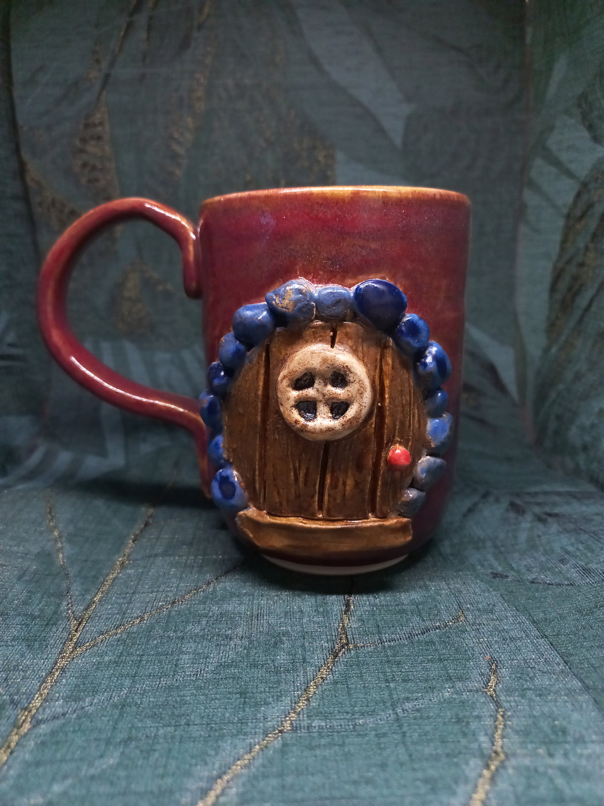 Handmade Ceramic Hobbit Door Mug – Fantasy Gift for LOTR Fans