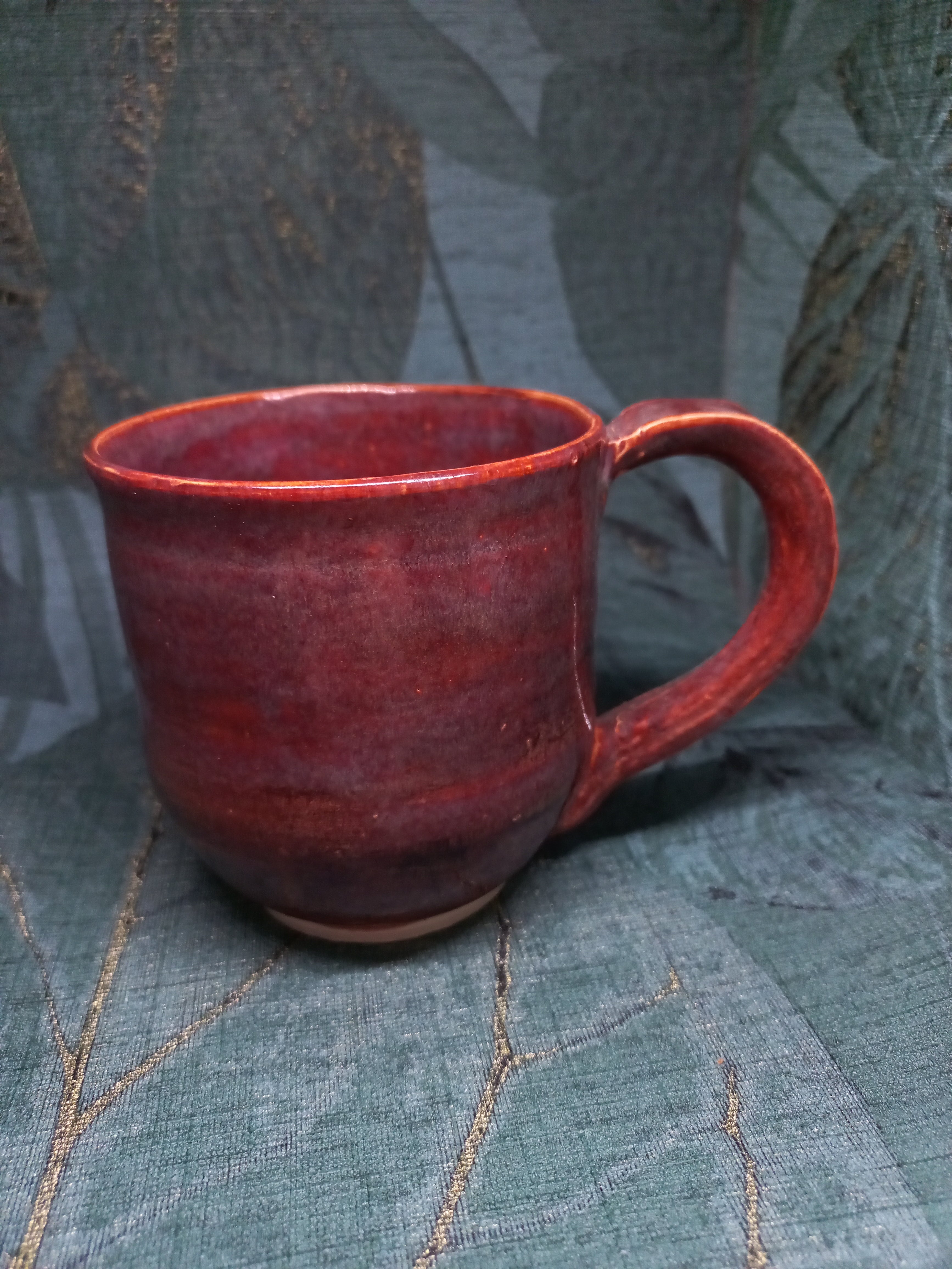 Handmade Ceramic Coffee Mug – Deep Red Jasper Glaze