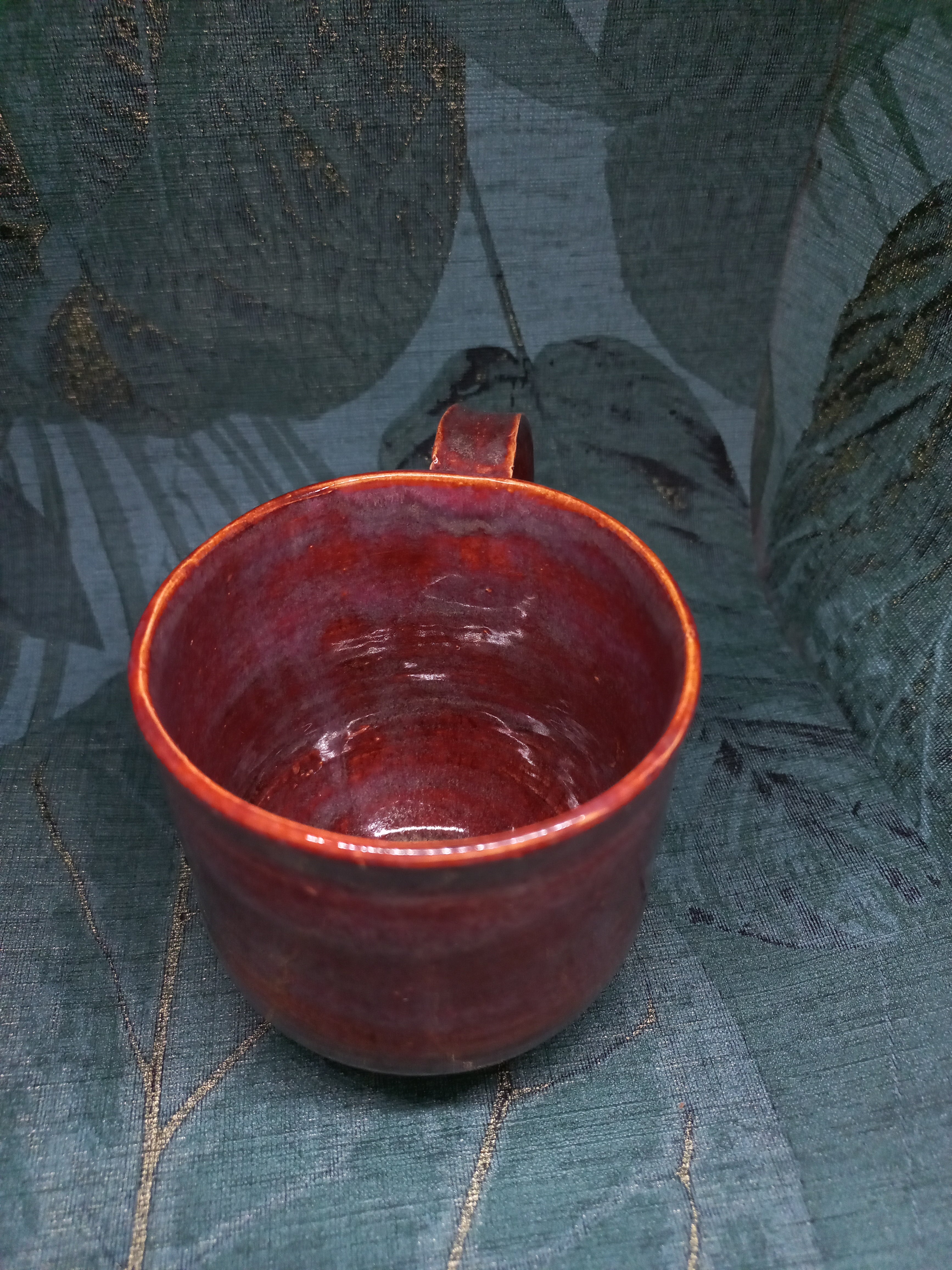 Handmade Ceramic Coffee Mug – Deep Red Jasper Glaze