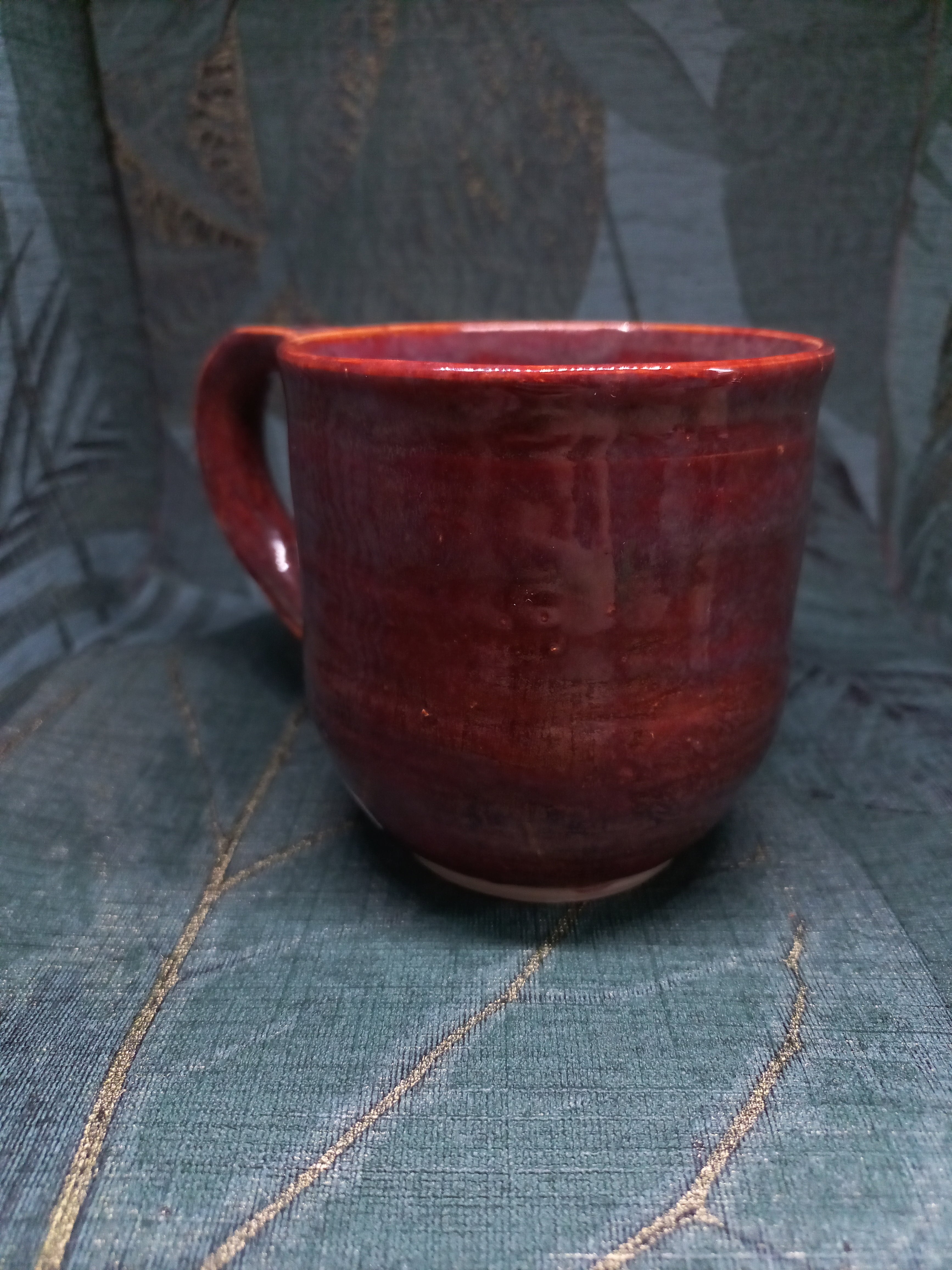 Handmade Ceramic Coffee Mug – Deep Red Jasper Glaze