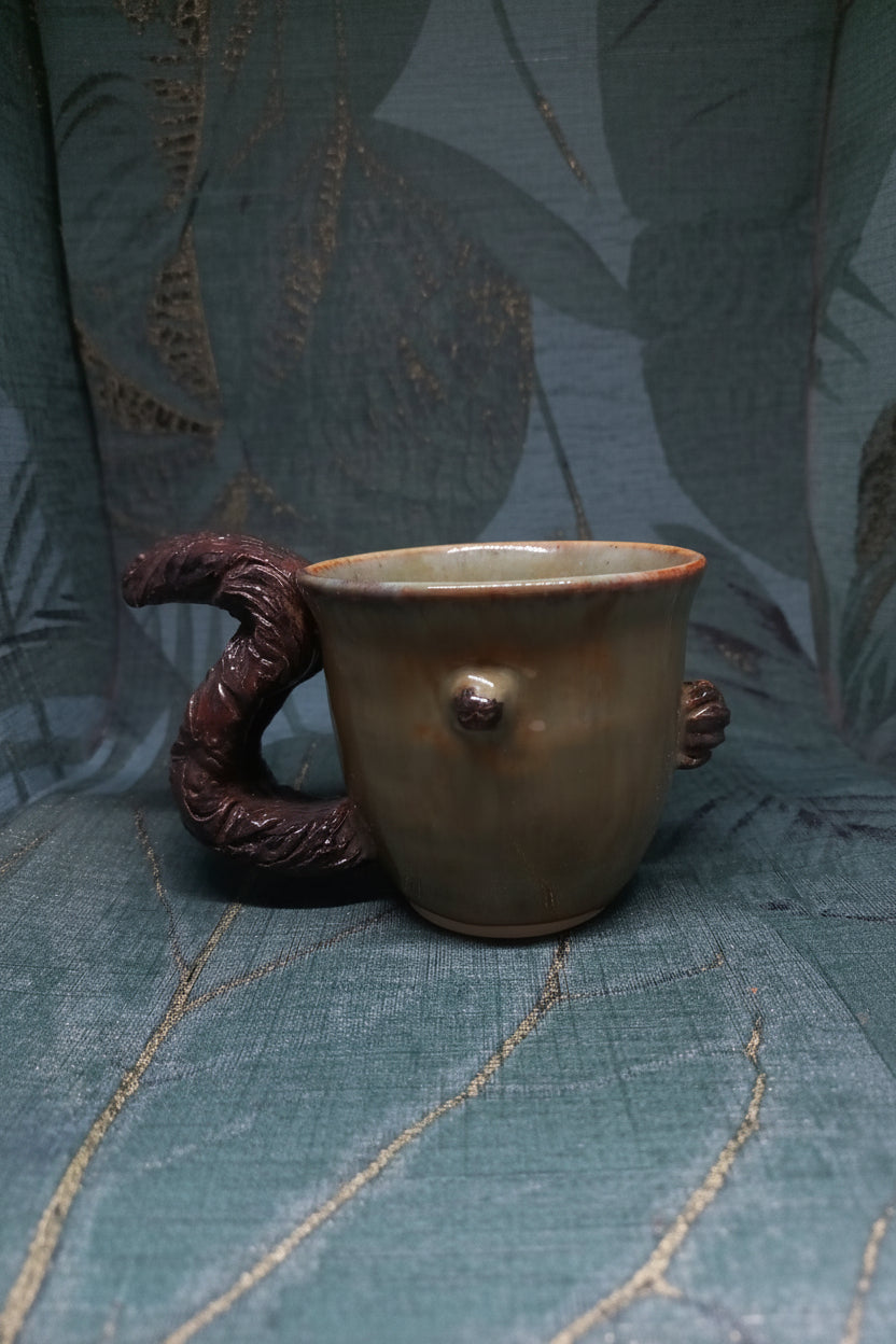 Handmade Ceramic Squirrel Mug – Tipping Mechanism, Nature Gift