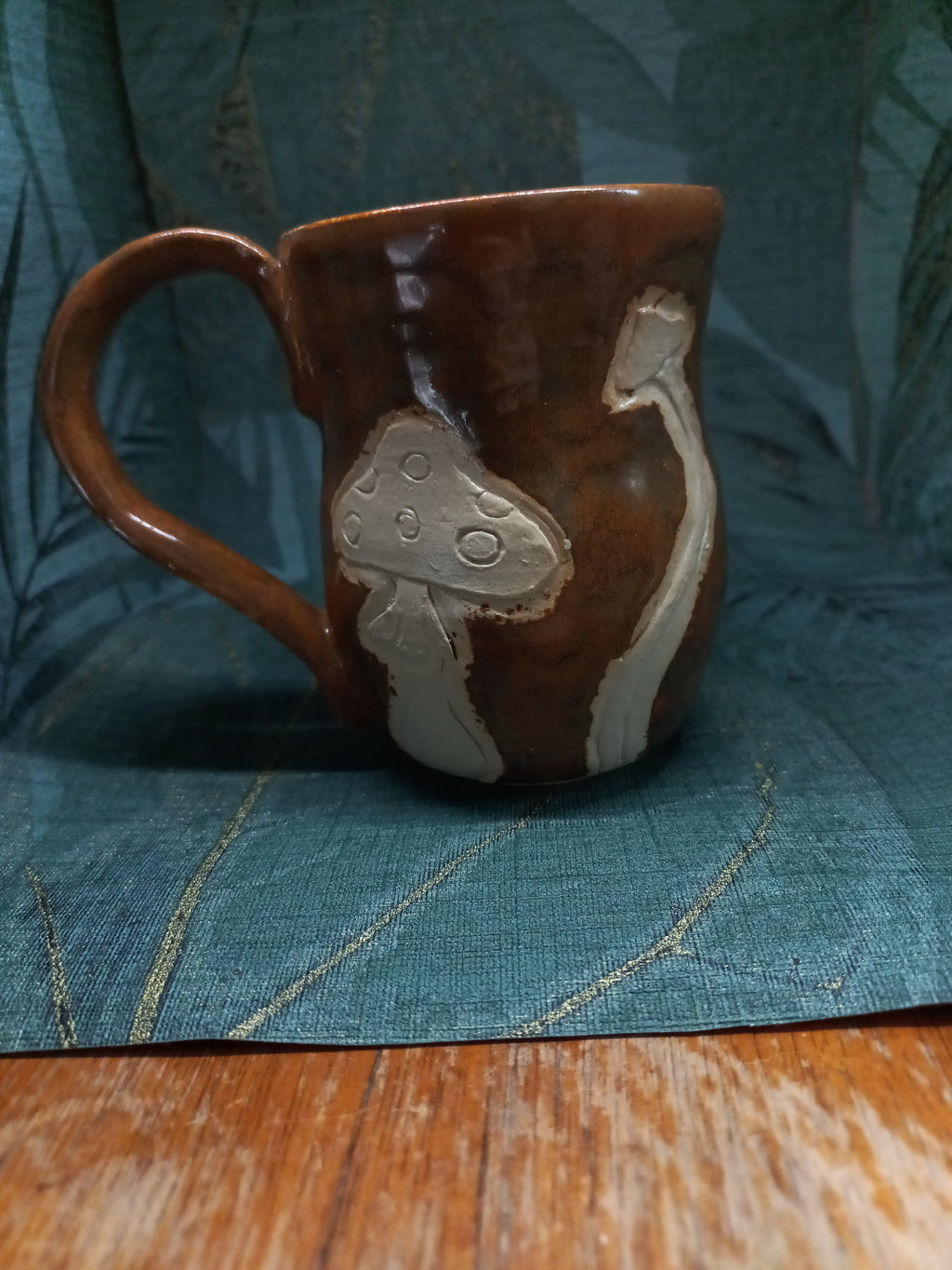 Handmade Ceramic Gnome Mug – Carved Woodland Forest Design
