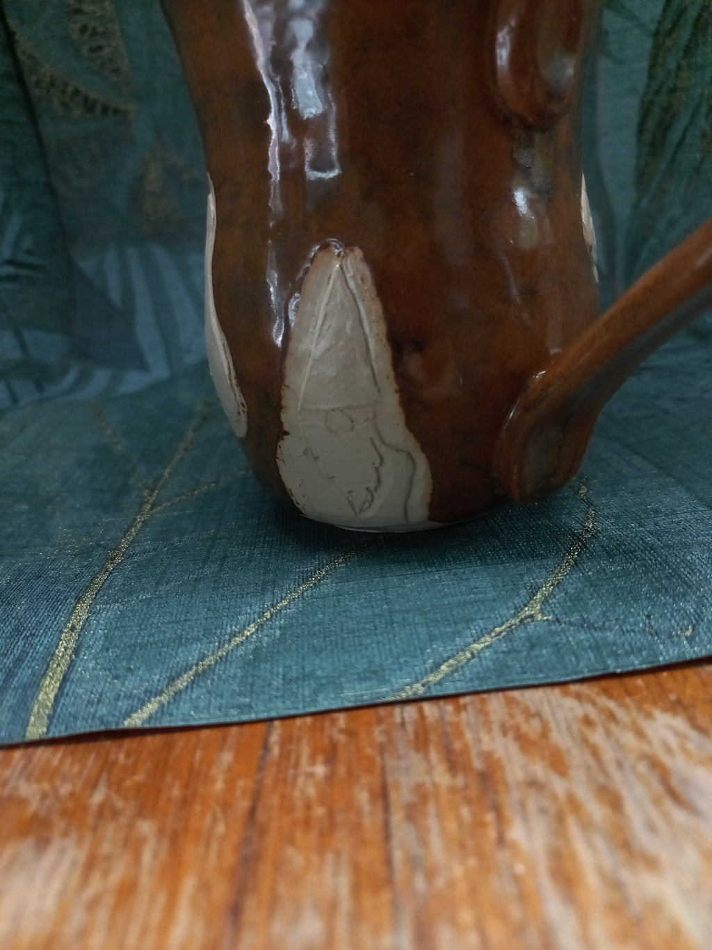 Handmade Ceramic Gnome Mug – Carved Woodland Forest Design