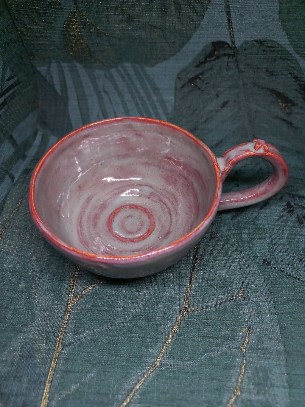 Handmade Ceramic Tea Cup – Organic Botanical Texture