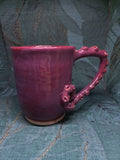 Handmade Ceramic Mug – Sculptural Tentacle Handle, Purple Glaze