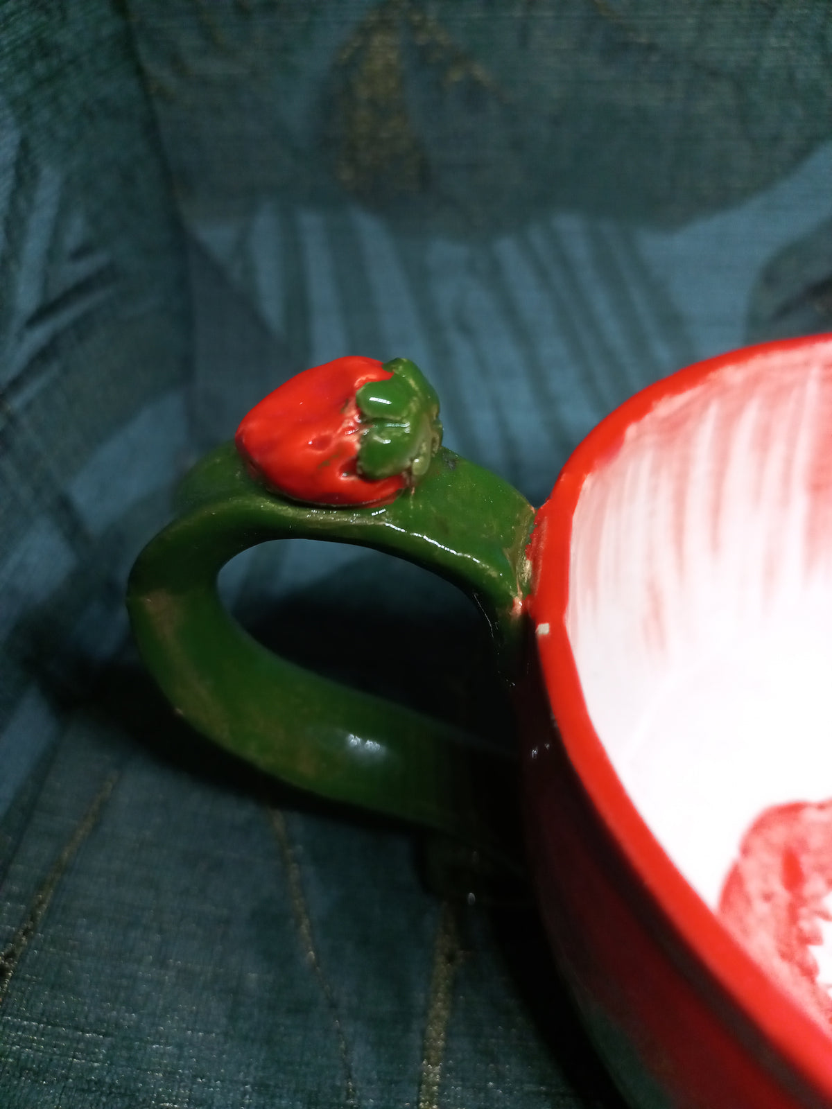 Handmade Ceramic Mug – Botanical Strawberry Leaf Glaze