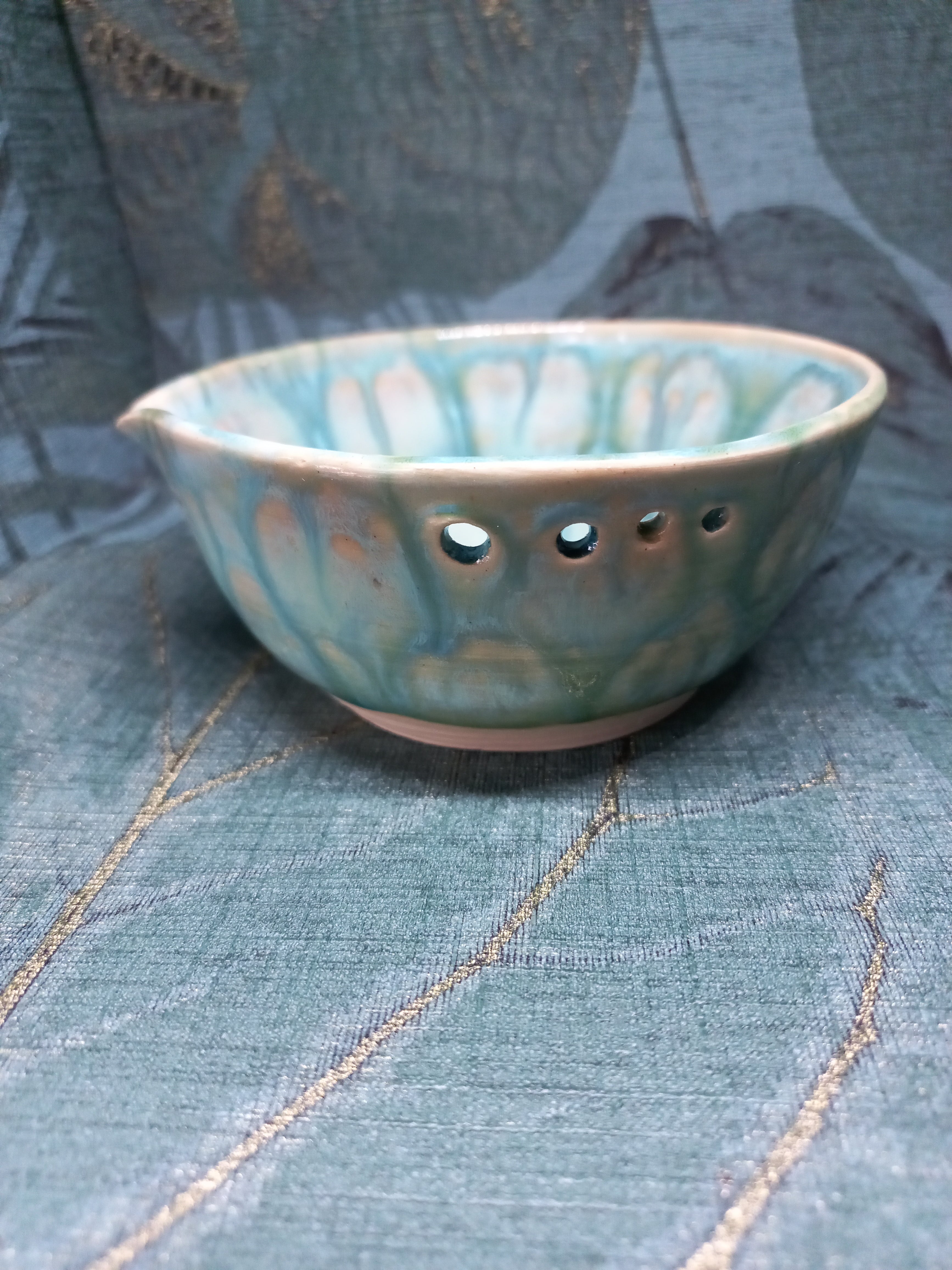 Handmade Ceramic Vinaigrette Dish – Herb Stripping Holes, Kitchen Gift