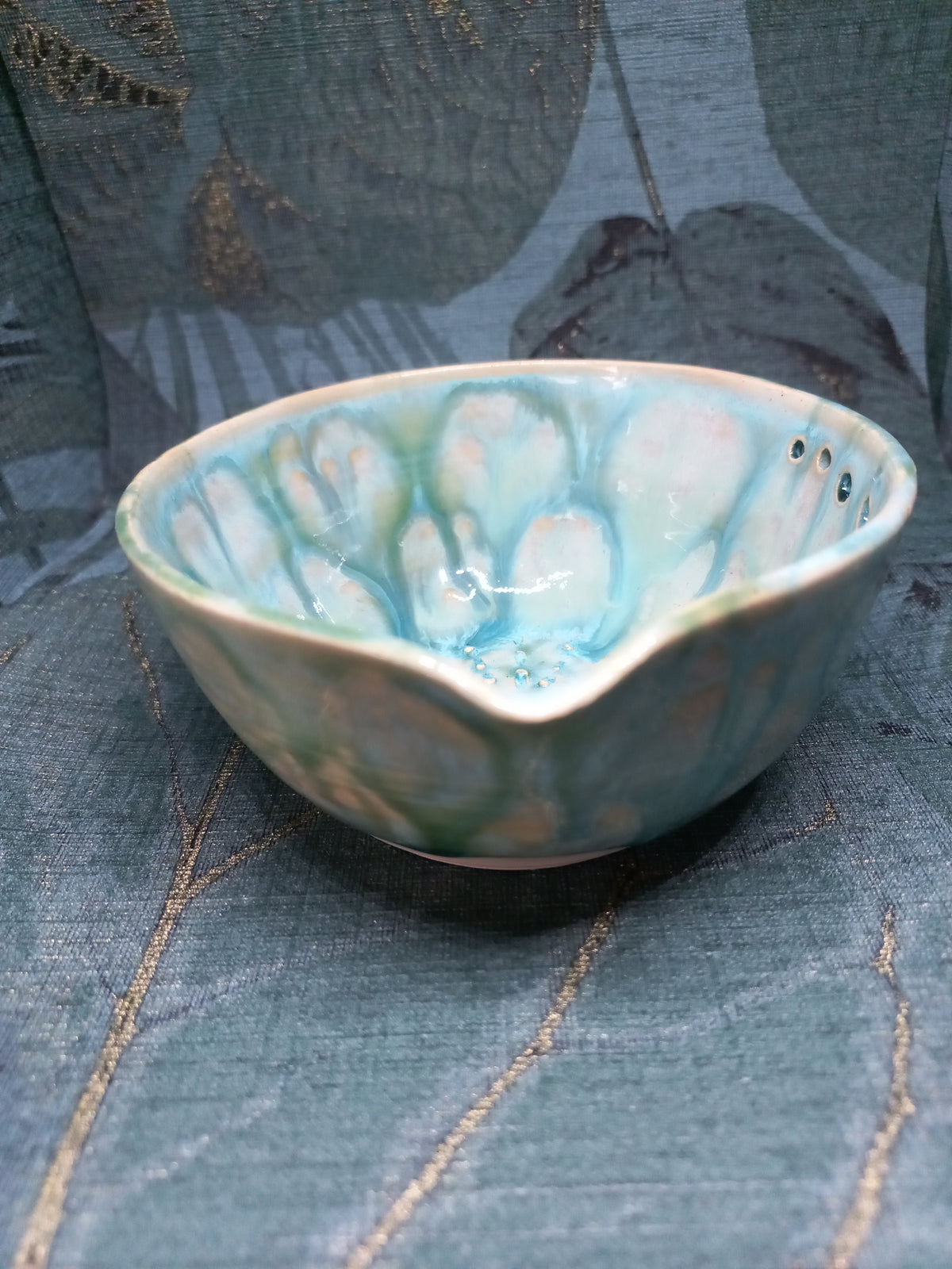 Handmade Ceramic Vinaigrette Dish – Herb Stripping Holes, Kitchen Gift