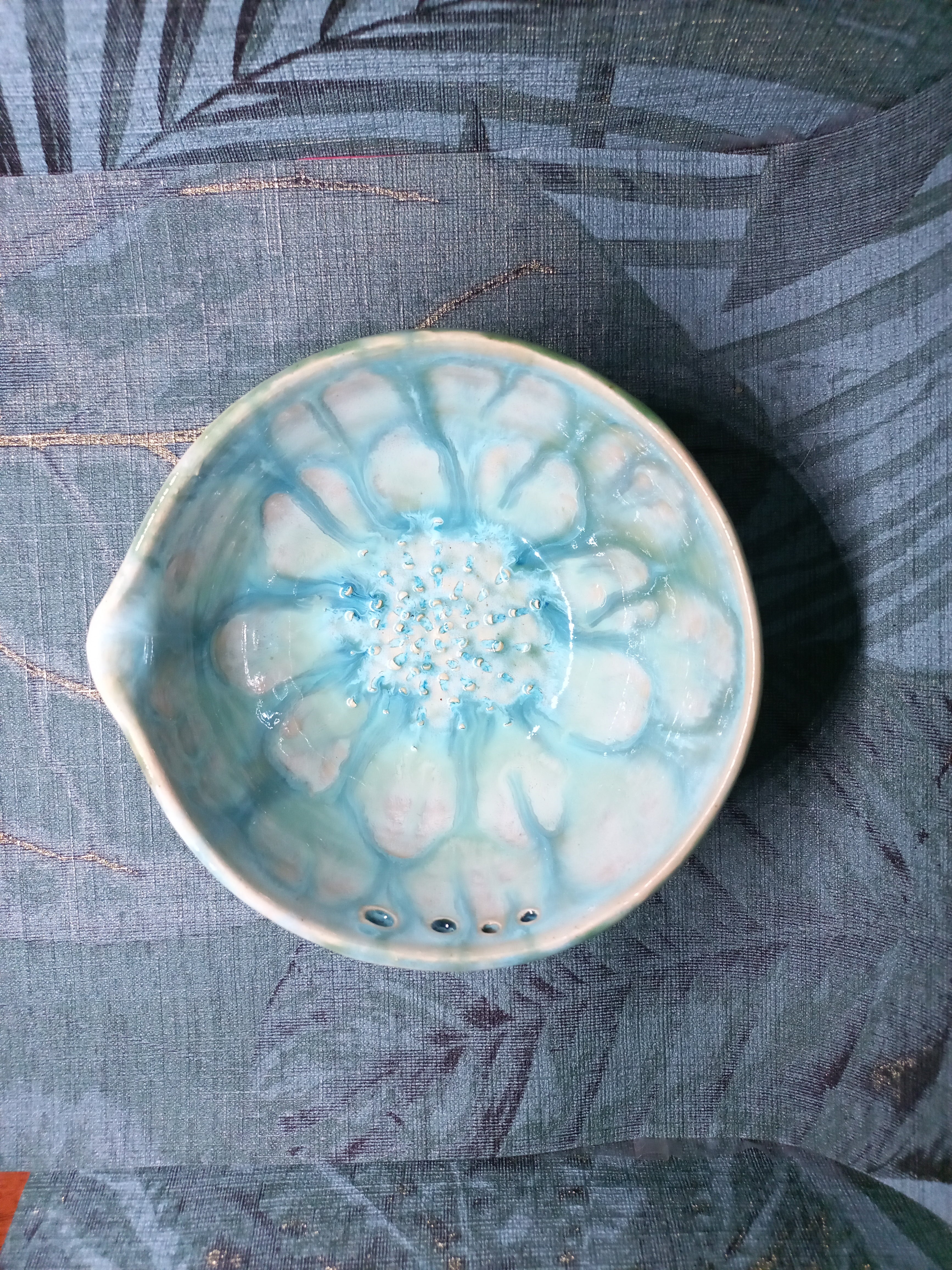 Handmade Ceramic Vinaigrette Dish – Herb Stripping Holes, Kitchen Gift