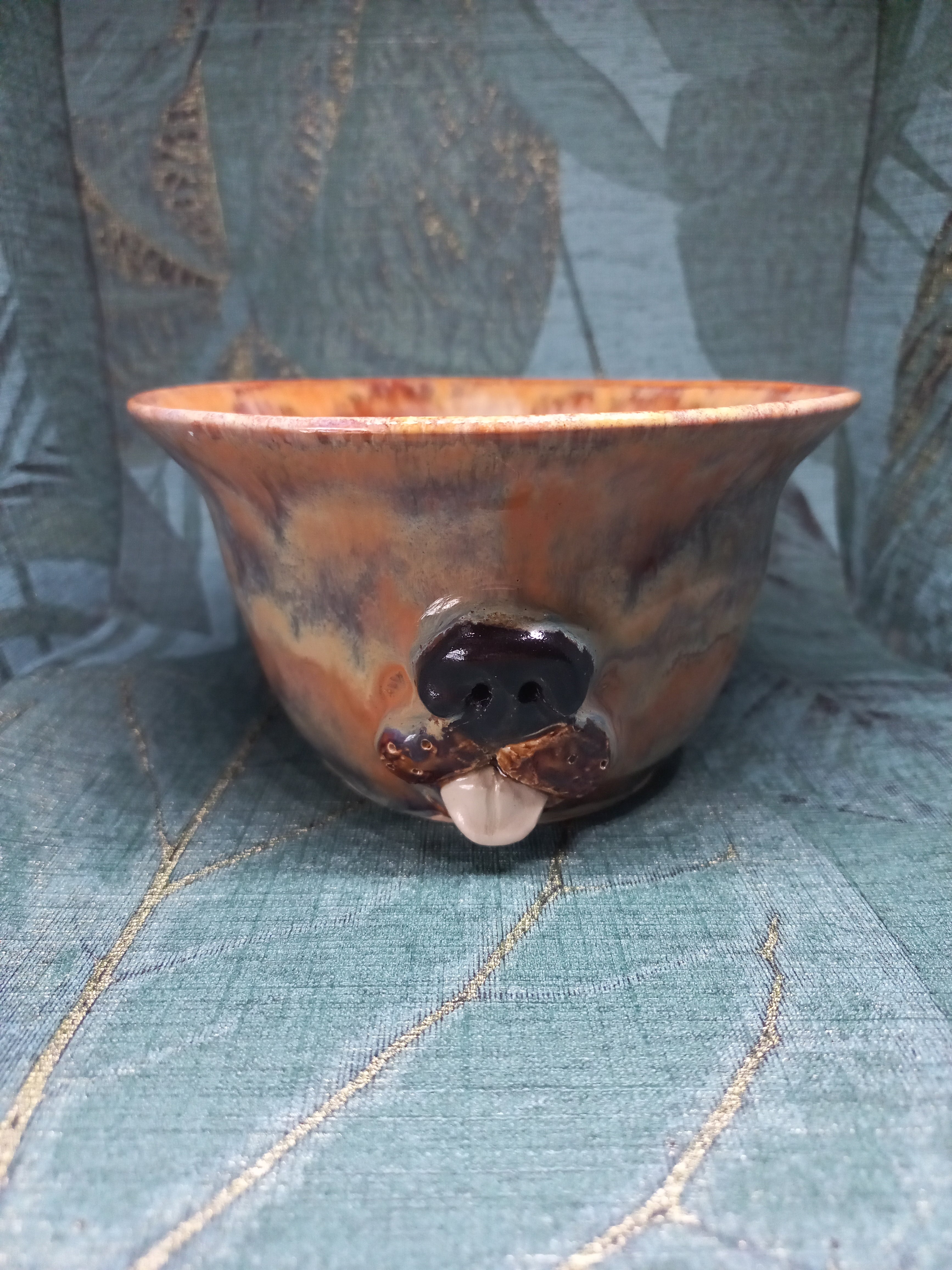 Handmade Ceramic Dog Snout Bowl – Sculpted Tongue Detail