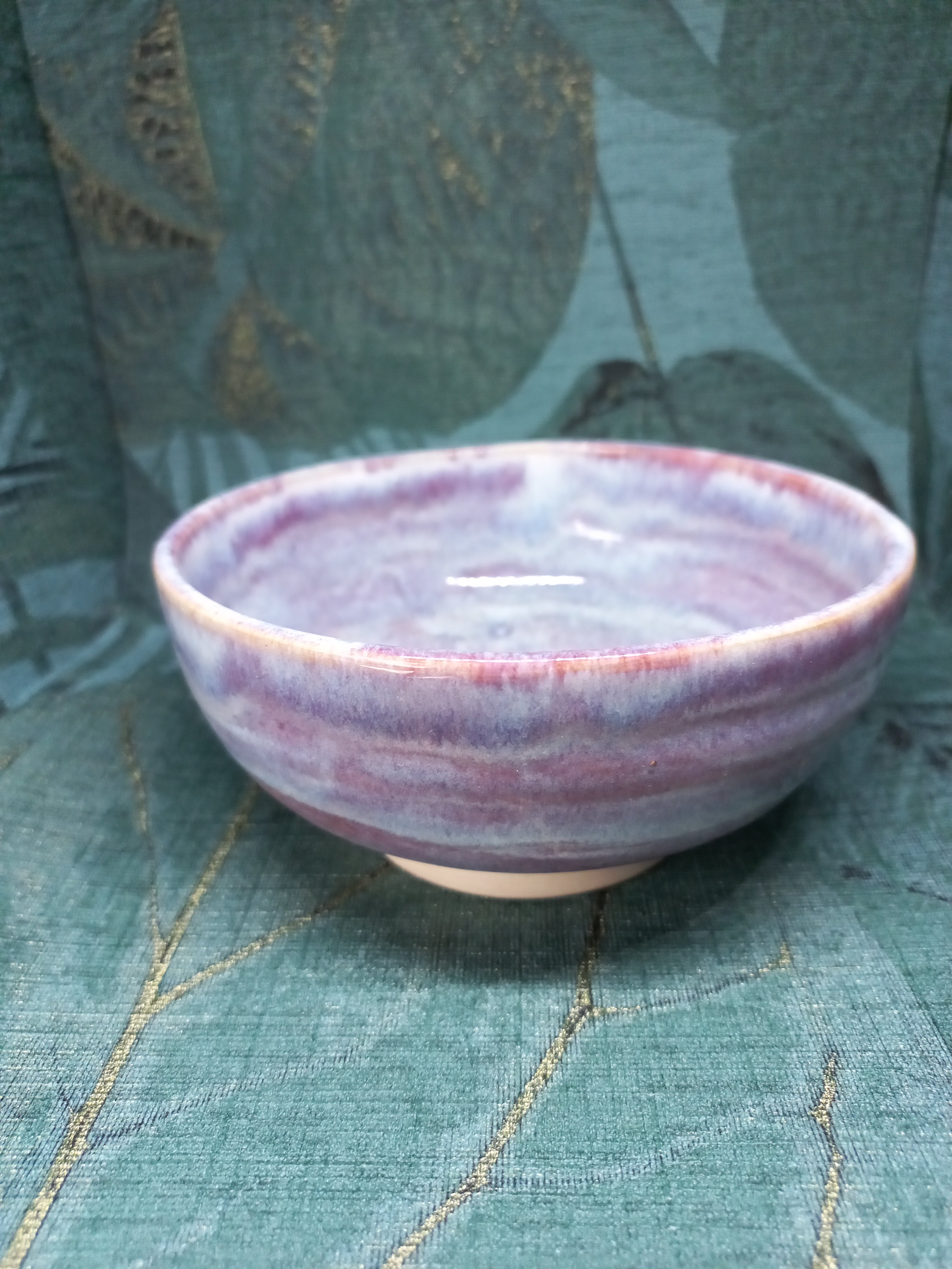 Handmade Ceramic Bowl – Purple & White Marbled Glaze