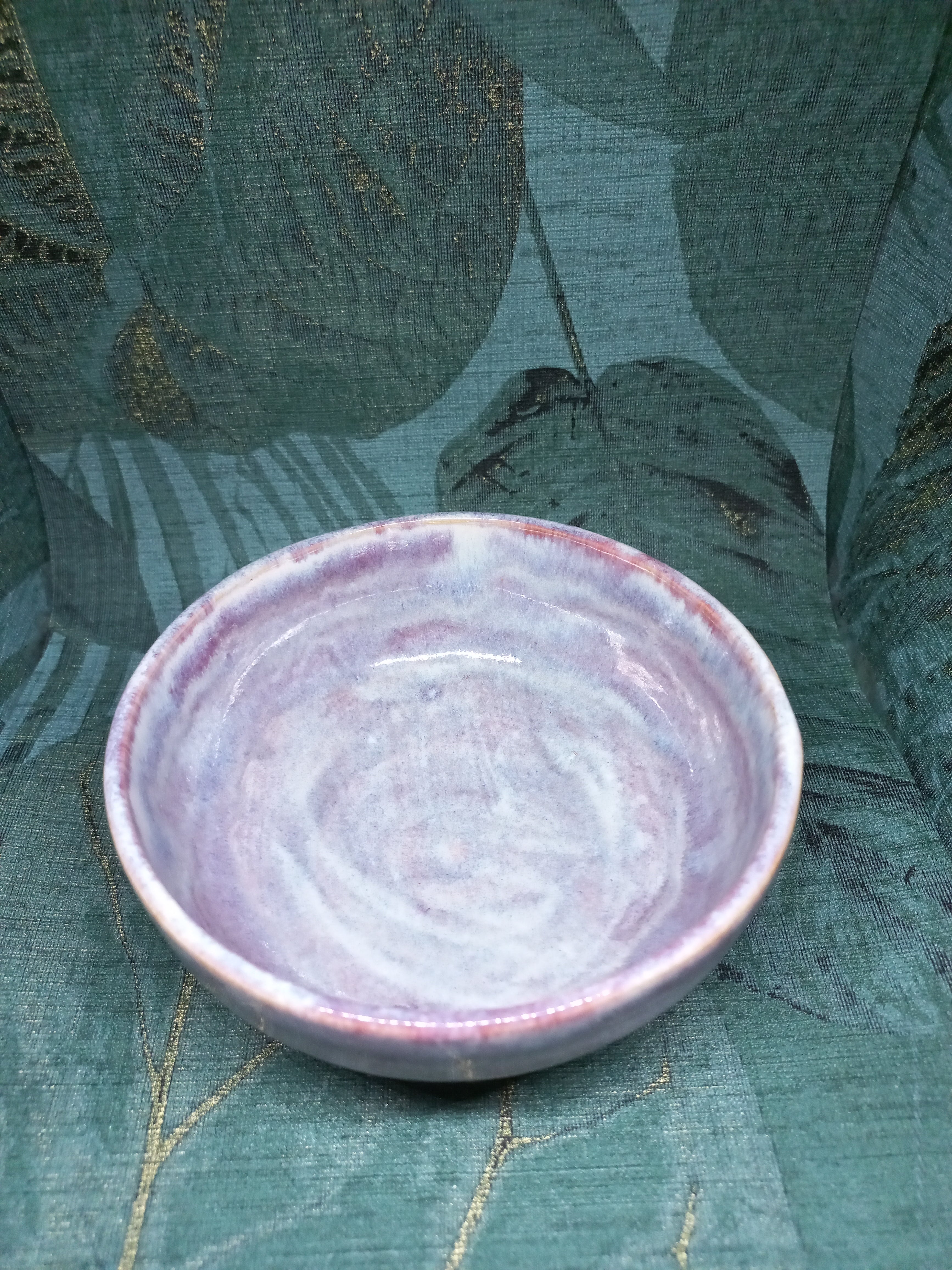 Handmade Ceramic Bowl – Purple & White Marbled Glaze