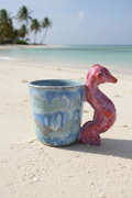 Handmade Ceramic Seahorse Mug – Sculptural Handle, Layered Glaze